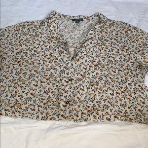 Floral pattern button up crop top